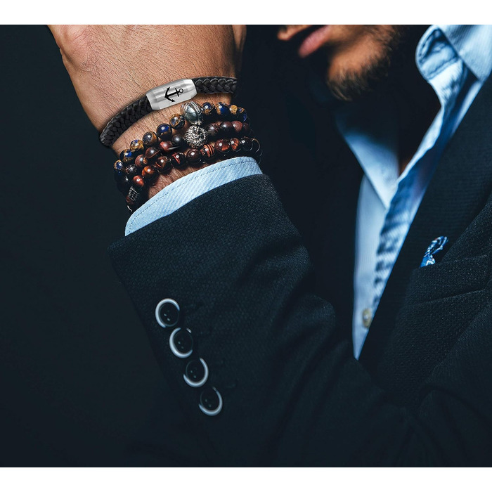 Браслет Anker з паракорду, плетений, синій (Marine-Blau) 22 см, магнітний замок 8 мм