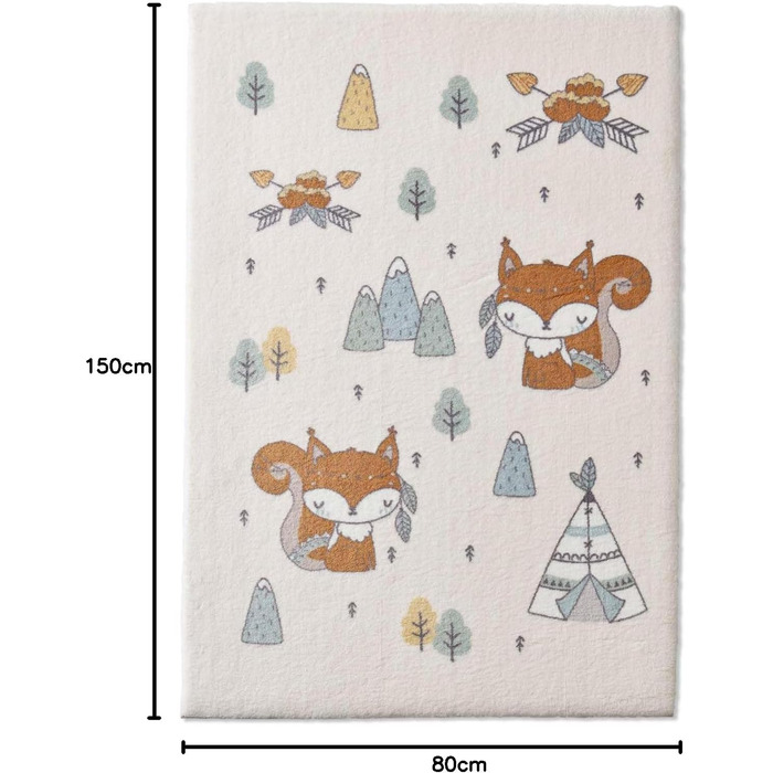 Taracarpet Rug for Children's Room, Kids' Rug and Teen Room Rug, Soft, Cozy, and Soft in Various Designs, Squirrel Brown, 080x150 cm