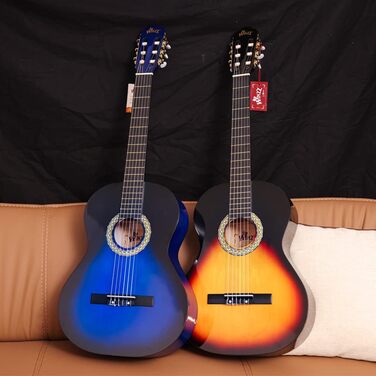 Класична гітара Winzz 4/4 для початківців - повний комплект, 39 дюймів, з нейлоновими струнами, блакитна