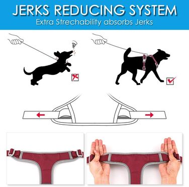 ThinkPet Шлейка для собак від тяги з ручкою - регульована, без тиску, світловідбиваюча, дихаюча, з м'якою підкладкою (S, Червона) Червона S (1 шт.)