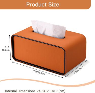 Скріпка для серветок GORESE, шкіряна, прямокутна, помаранчевого кольору (25.5 x 15 x 10.3 см)