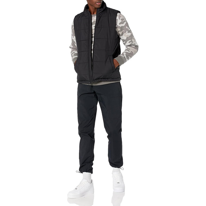 Чоловіча жилетка Amazon Essentials з утеплювачем та флісовою підкладкою, чорна