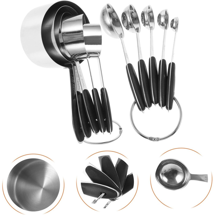 4-Piece Stainless Steel Measuring Spoon Set, Laboratory Measuring Cups, Measuring Gadgets, Teaspoons, Beakers, Measuring Cups, Measuring Cups, Coffee Cups with Lids, Dinnerware, Utensils, Baking Accessories, Silica Gel, Cabilock