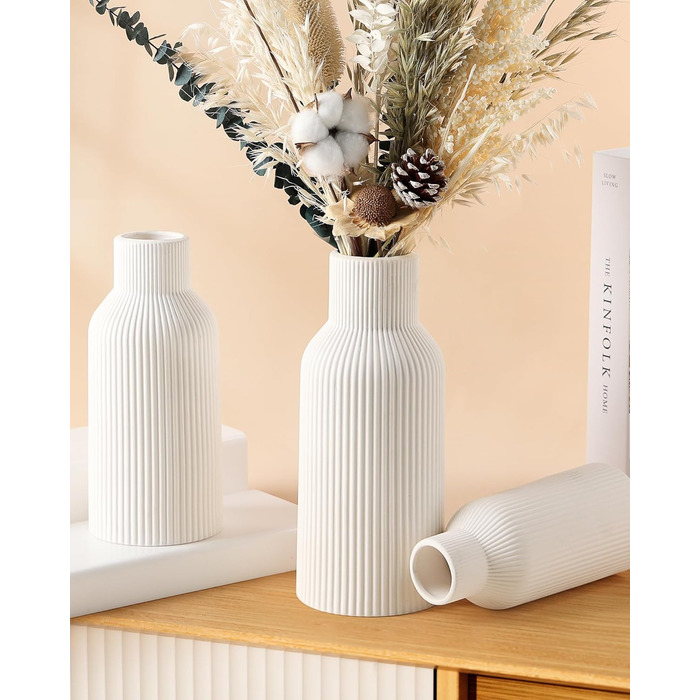 YEEBECA Modern Desk Vase - Scandinavian Style Table Decor for Pampas Grass & Flowers - Living Room Vase