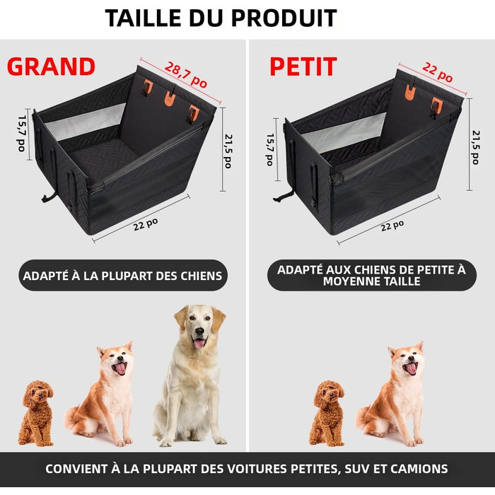 Автокрісло для собак великих порід до 25 кг – безпечний чохол на заднє сидіння, міцний бустер для собак з подовжувачем для заднього сидіння та водовідштовхувальний килимок для собак (Чорний, L)