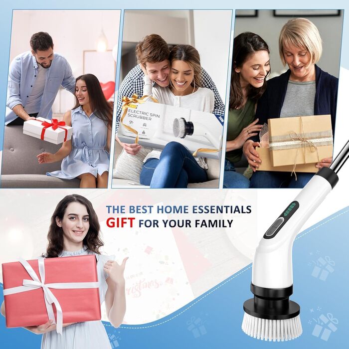 Електрична щітка для прибирання FYDEE IPX7 з 7 насадками та регульованою ручкою. Бездротовий Power Scrubber для ванної, кухні, авто та підлоги.