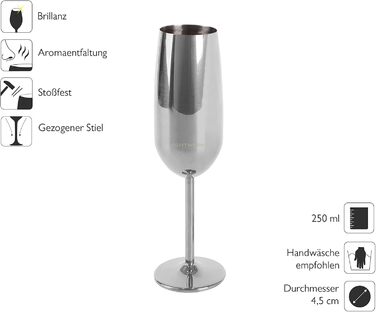 Склянки для шампанського та ігристих вин Echtwerk: нерозбивні, з нержавіючої сталі, 2 шт., 250 мл, срібна серія (набір)