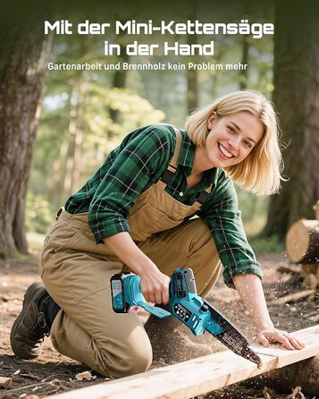 SEESII Безщіткова міні-пилка 6 дюймів, ручна акумуляторна пилка з 2 * 4000 mAh акумуляторами, одноручна акумуляторна пилка з автоматичним змащенням, сумісна з акумулятором Makita 18V, електрична пилка для дерева, гілок 6 дюймів безщіткова (6+8 дюймів безщ