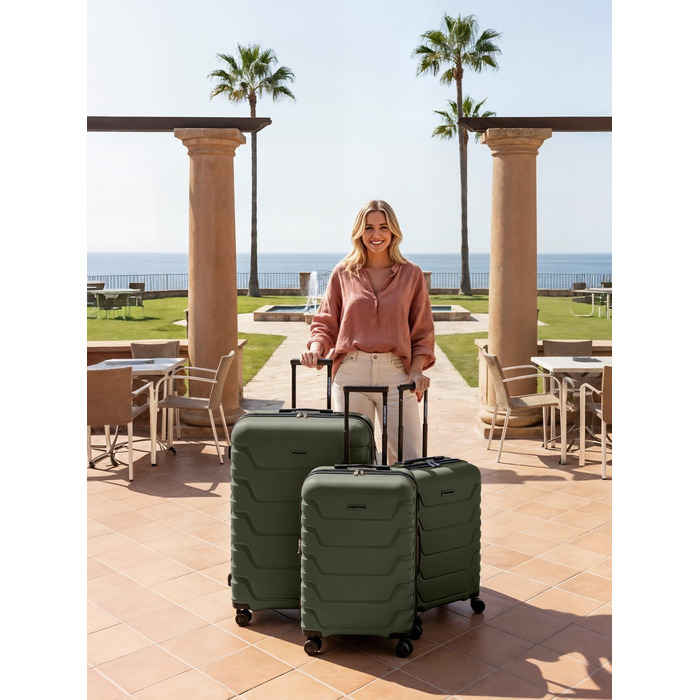 Набір валіз SMARTBOX Hartschalen 3-в-1: розширюваний, з TSA-замком та міцного поліпропілену (Olive Edition 01)