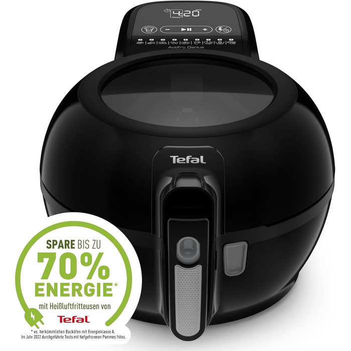 Tefal FZ7738 ActiFry Genius+ Hot Air Fryer | Air Fryer with Stirring Arm, No Shaking | 1500 W | 1.2 kg for 6 People | 9 Automatic Cooking Menus | Energy-Saving | Healthy Oil-Free Fryer | Black ActiFry Genius +