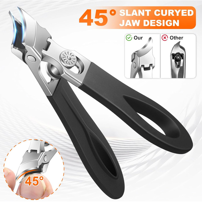 Набір з 5 шт. кусачок для товстих нігтів, широкі губки, для пальців та нігтів, гострі кусачки для врослого мізинця, з довгим руків'ям, помаранчеві