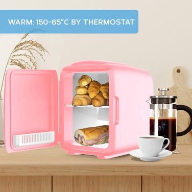Mini-холодильник MONCOOK для спальні: 9L, рожевий, з функцією охолодження та підігріву, портативний, тихий - ідеально для дому, офісу, авто, подорожей