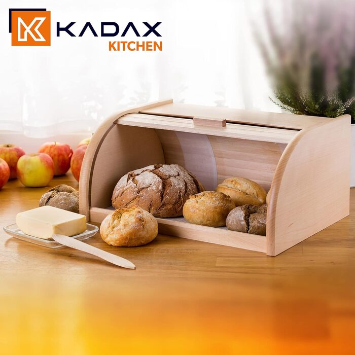 Бредониця KADAX з натурального дерева, велика, з ролльовим кришкою для тривалої свіжості, екологічна