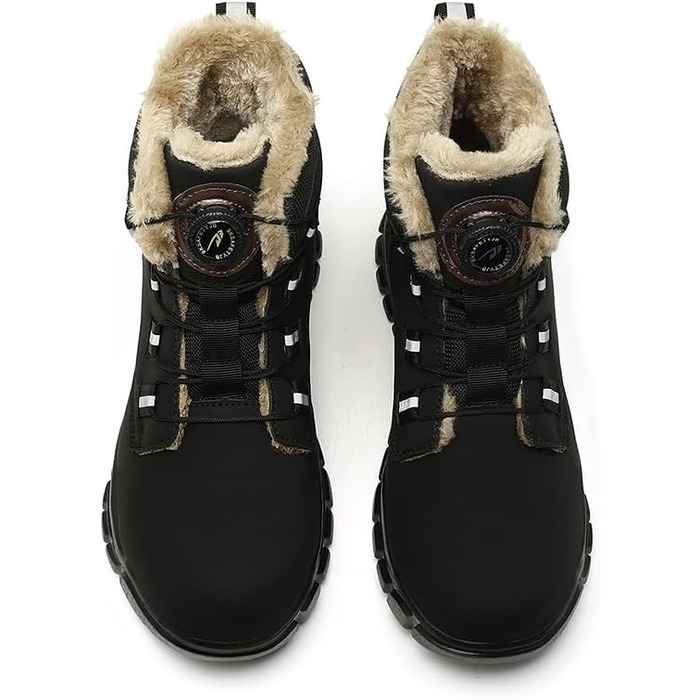 Зимові захисні черевики: чоловічі та жіночі робочі черевики з поворотним замикачем, неслизькі, зі сталевим підноском, водонепроникні, теплі, чорні, 42 EU