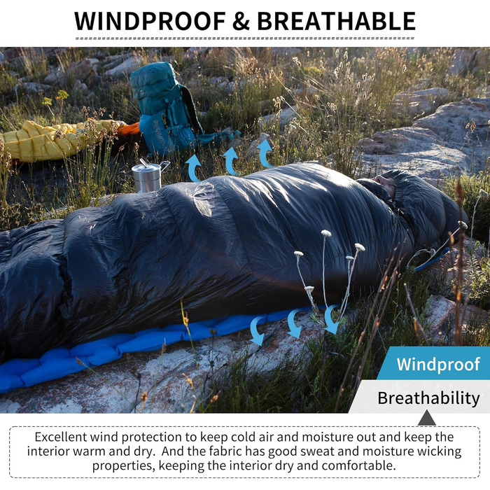 Спальний мішок Naturehike 4 сезони, чорний, для кемпінгу та подорожей