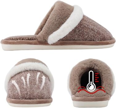 Теплі халати для дому жіночі та чоловічі зимові - м'які та зручні капці з меморі-піною, антиковзкі халати для холодної погоди, стильні та елегантні шльопанці, чудовий подарунок, коричневий, 42/43 EU