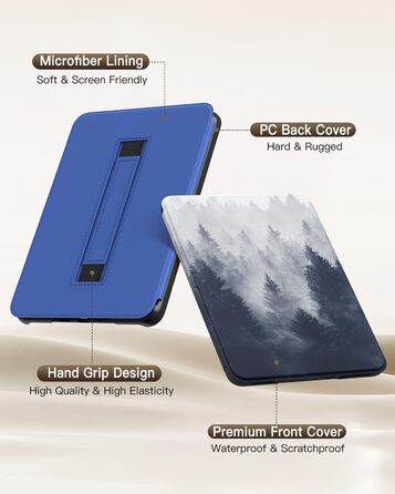 Чохол MoKo для Kindle Paperwhite (12-те покоління, 2024) та Kindle Colorsoft Signature Edition (2024), з регульованою підставкою та функцією авто-ввімкнення/вимкнення, Agave Grün (сірий ліс)