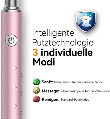 Електрична звукова зубна щітка JTF з очищувачем язика, 8 насадок, 5 режимів, функція пам'яті, таймер 2 хв, IPX7, швидка зарядка (3 год), для дорослих (блакитна), з додаванням алмазного порошку