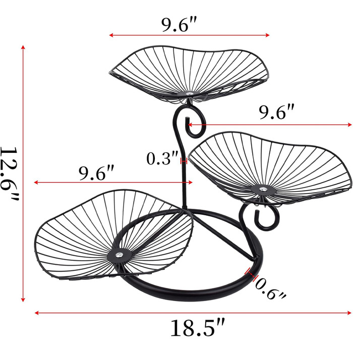 Багатоярусна корзина для фруктів та овочів CUKE2BEET, 3 рівні, чорна