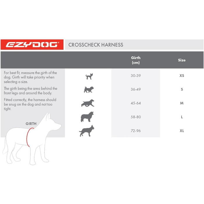 EzyDog Anti-Pull Harness for Dogs - Crosscheck Dog Harness for Small, Medium and Large Dogs, Dog Training Accessories, Reflective, Adjustable Sizes (XS, Red)