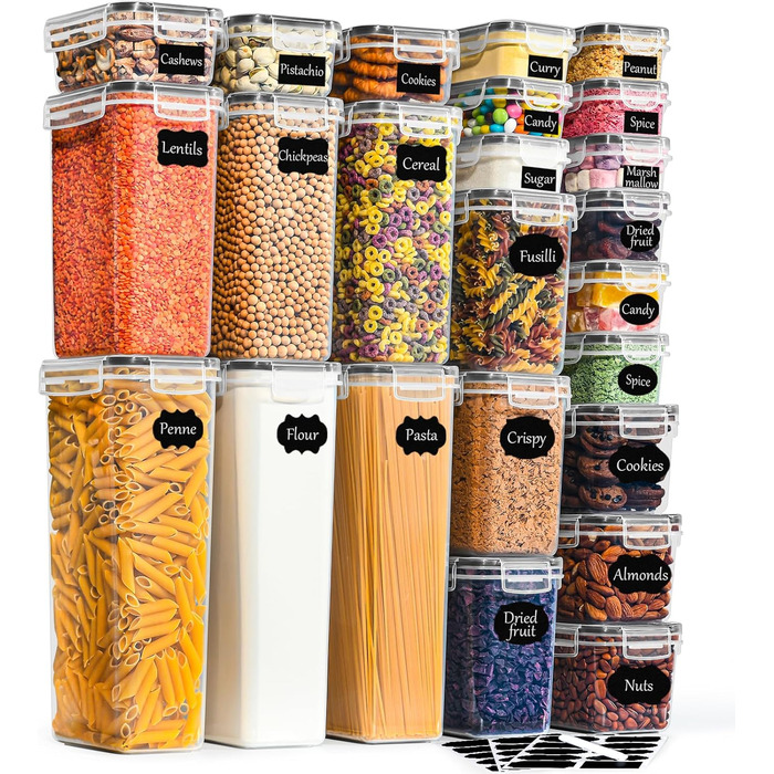 Набір контейнерів для зберігання GoMaihe 16 шт., герметичні бокси для кухні, пластикові контейнери з кришкою для круп, мюслі, рису, борошна та корму для тварин