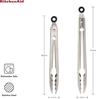 KitchenAid Universal Kitchen Tongs, Stainless Steel, 2-Piece