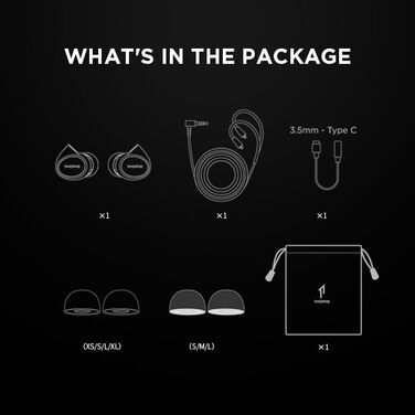 Навушники 1MORE P50 Penta Driver з MMCX кабелем, Hi-Res Audio, 3.5mm, глибокий бас, HiFi звук, мікрофон, для музики та геймінгу