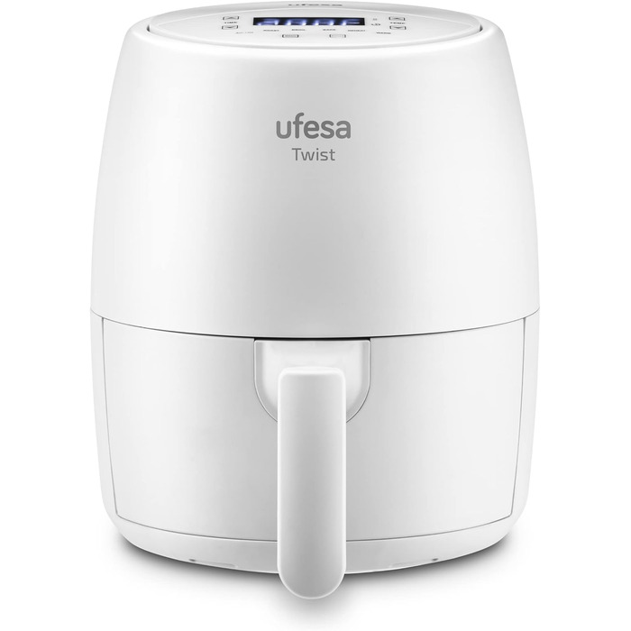 Фритюрниця Ufesa Twist з гарячим повітрям, 2л, 6 програм, 1200W, таймер, 80-200°C, без BPA, антипригарне покриття, Cool-Touch, білий, ексклюзив Amazon