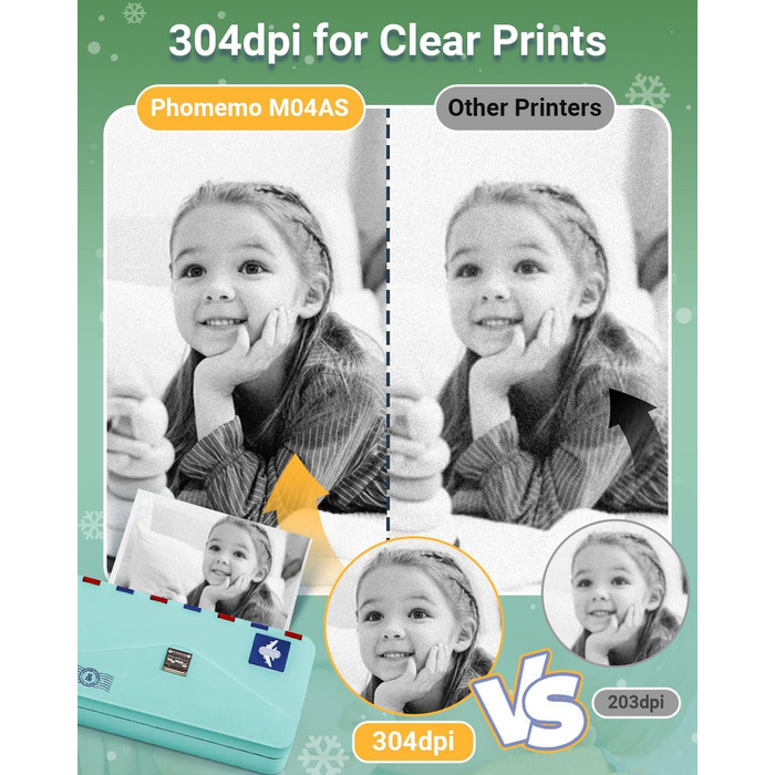 Phomemo Mini M04AS: Портативний Термопринтер Bluetooth для iOS/Android, 15/53/80/110 мм, 300DPI, для документів, фото, етикеток