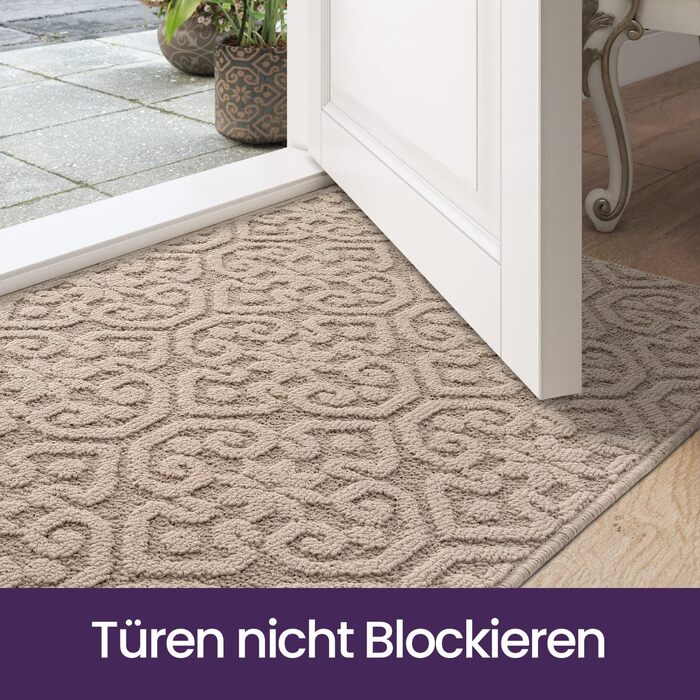 Привітальний килимок DEXI 60x90 см, протиковзаючий та вбираючий килим для входу, передпокою та патіо, бежевий, можна прати