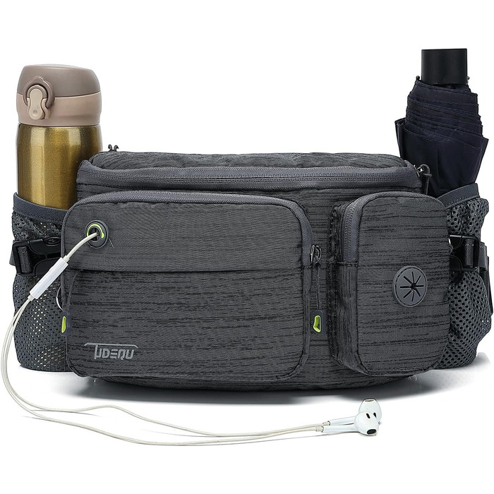 Сумка на пояс для собак TUDEQU - велика, водонепроникна, для прогулянок, тренувань, подорожей (темно-сіра)