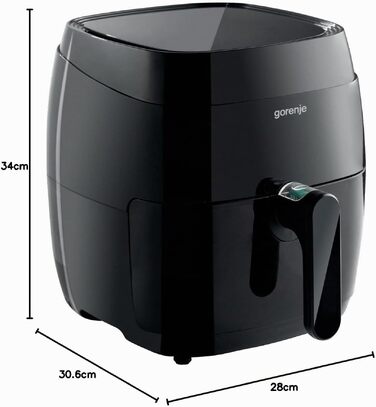 Аерофритюрниця Gorenje AF1350DWB, 1350 Вт, чаша 3.2 л з вікном, 8 автопрограм, антипригарне покриття, LED-дисплей, чорна