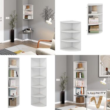 Кутова книжкова полиця Vicco Fabienne, біла, 30x60 см, 3 секції (5 секцій)