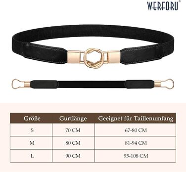 Жіночий еластичний пояс WERFORU (4 шт.) - чорний, коричневий, синій, бежевий - розмір 95-108 см