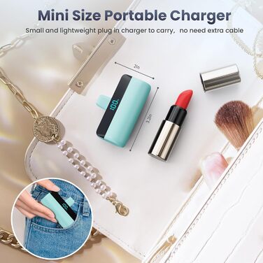 Power Bank Feob Mini 5200mAh 20W PD: Компактний акумулятор з LED-дисплеєм для iPhone та Android (фіолетовий/зелений)