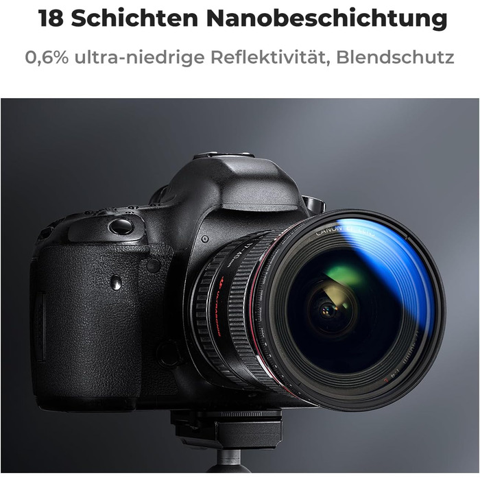 Фільтр ND K&F Concept K-Serie 43mm, змінний, ND2-400 (1-9 ступенів затемнення) з кришкою об'єктива