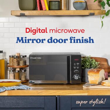 Мікрохвильова піч Russell Hobbs RHMM701B, 17 л, 700 Вт, чорна, з 5 рівнями потужності, таймером, функцією розморожування та легкою очисткою