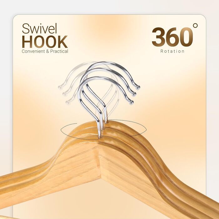 Набір вішалок для штанів та одягу Utopia Home (20 шт.), дерев'яні, для штанів, пальто, костюмів та курток, натуральне дерево