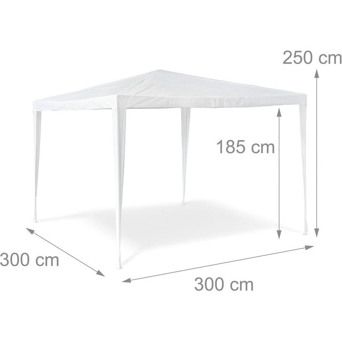 Relaxdays Pavilion Tent HBT: 2.5 x 3 x 3 m Garden Pavilion with square base and 100% PE roof Party tent for festival or celebration Pavilion with steel frame, pavilion, white