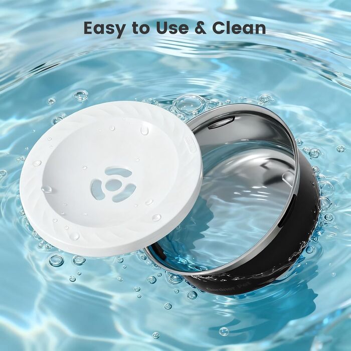 Миска для води для собак Gardner Pet, не проливається, з нержавіючої сталі, 2L, чорна