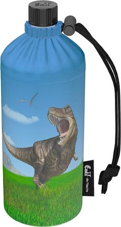 Emil Glass Water Bottle for Girls & Boys, Insulated Glass Bottle for School, Leisure, Sports: Kids & Parents Dinosaur 0.4l
