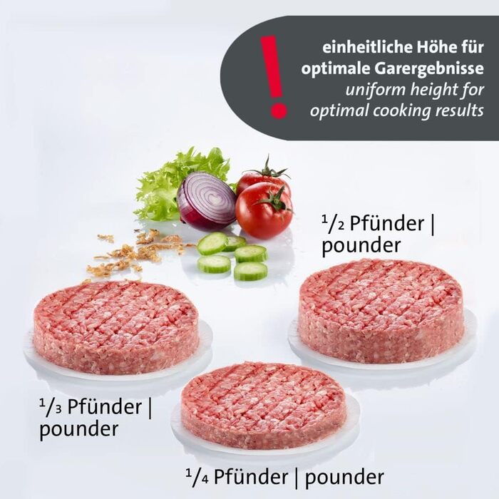 Прес для бургерів Westmark VARIO PLUS – прес для формування котлет, регульований розмір, ABS, Ø 11 см