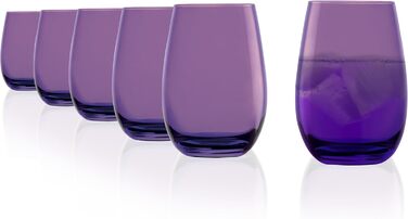 Stölzle Lausitz ELEMENTS Glasses 465 ml Purple I Drinking Glasses 6-Piece Set I Glass Set Dishwasher-Safe I High Impact Resistance I Universal Glasses as Water Glasses, Juice Glasses, Whiskey Glasses