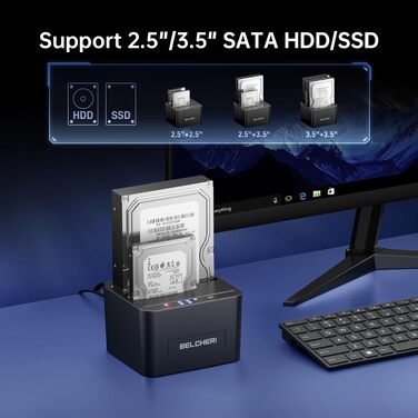 Док-станція для HDD/SSD USB 3.0 на 2 слоти, для 2.5