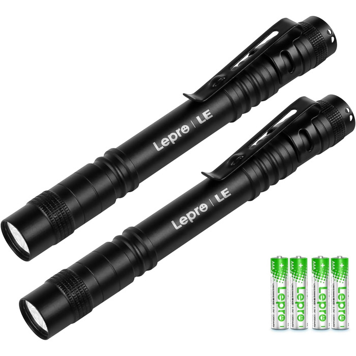 Ліхтарик LED Mini IPX4 Водостійкий, 3 режими, стік-ліхтарик для інспекції, роботи, ремонту (2 шт.), чорний