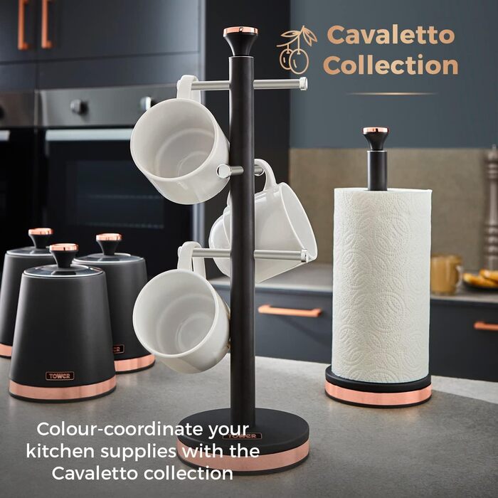 Tower T826132PNK Cavaletto Beaker Stand with Stainless Steel Stoppers, Soft Base, Marshmallow Pink and Roségold (Black and Rose Gold)