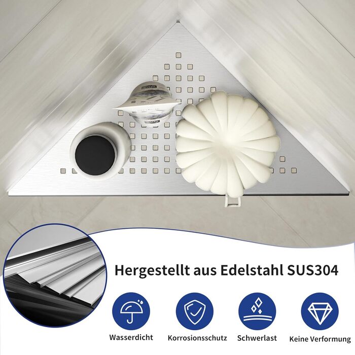 Поличка для душу Eck з нержавіючої сталі 304, 2 шт. для ванної кімнати, сітчаста, для плитки, монтажна, срібна