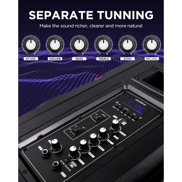 Караоке-система HEARTSEA з Bluetooth та 2 мікрофонами для дому, вечірок, школи/церкви