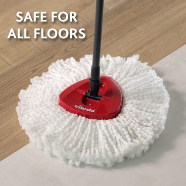 Vileda Turbo Easy Wring & Clean Classic Replacement Mop Head, suitable for Spin Mop Floor Cleaners, for all hard floors, removes over 99% of bacteria with just water*, 3-pack