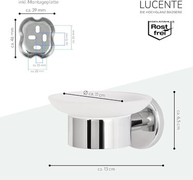 Тримач для мила Bremermann Lucente - скляний та нержавіючий, для ванної та душу, з можливістю кріплення на клей або свердління